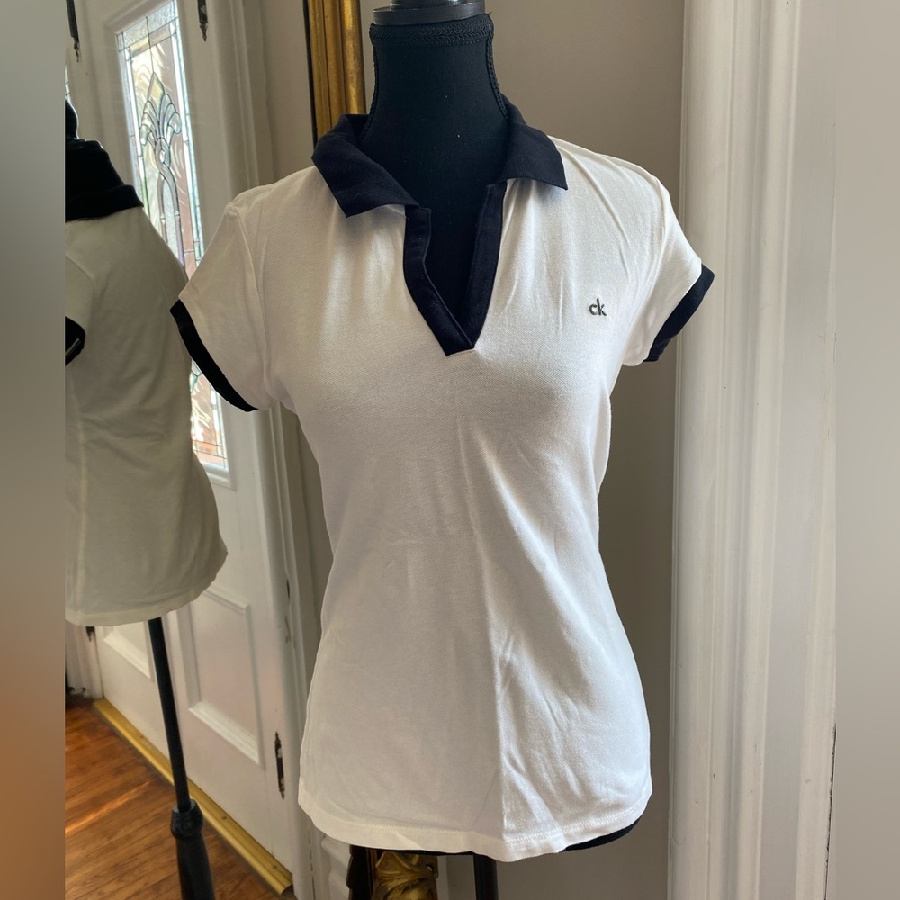 Calvin Klein black and white polo muscle tshirt